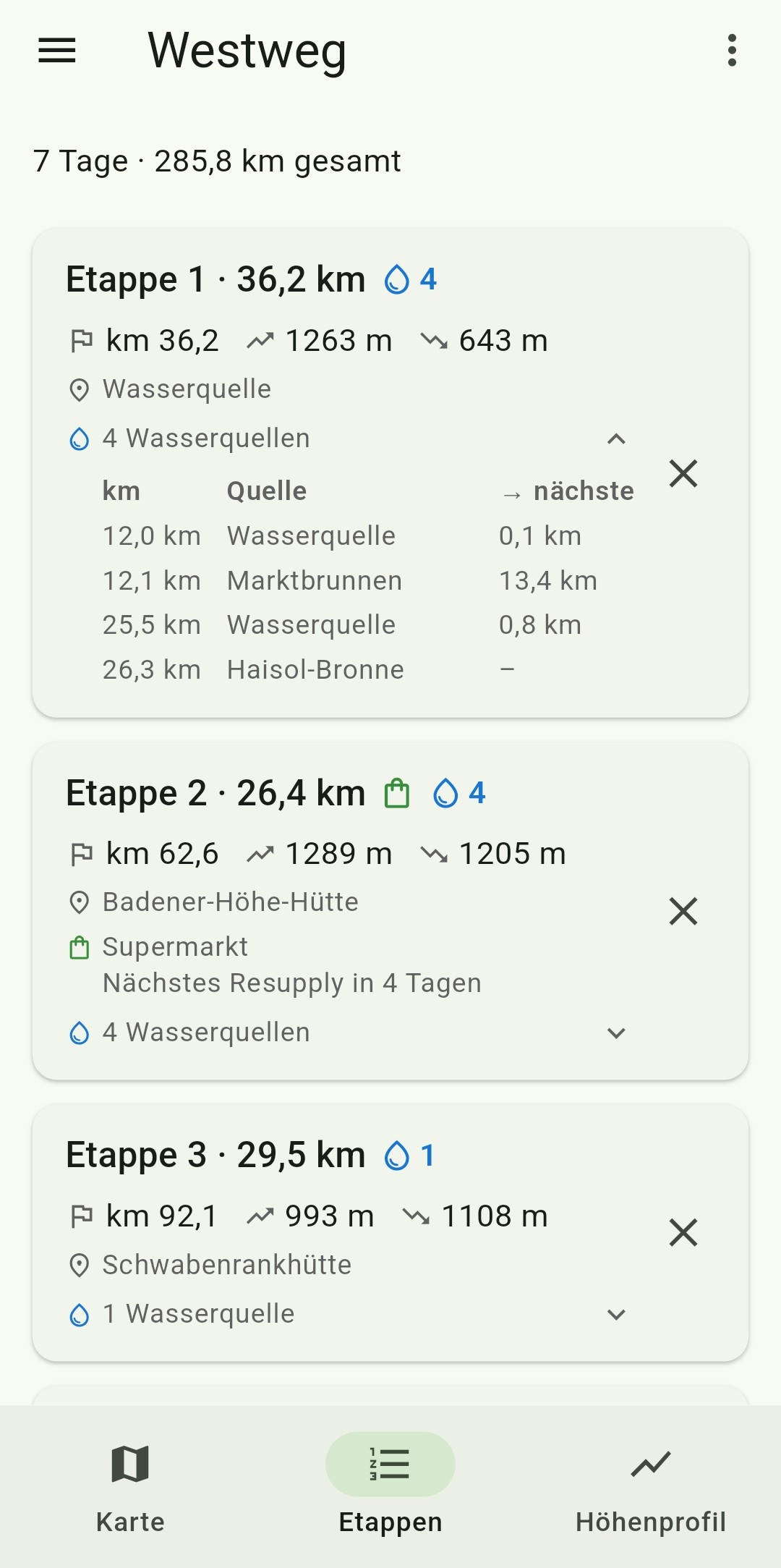 Tourenplanung in der Longtrails-App
